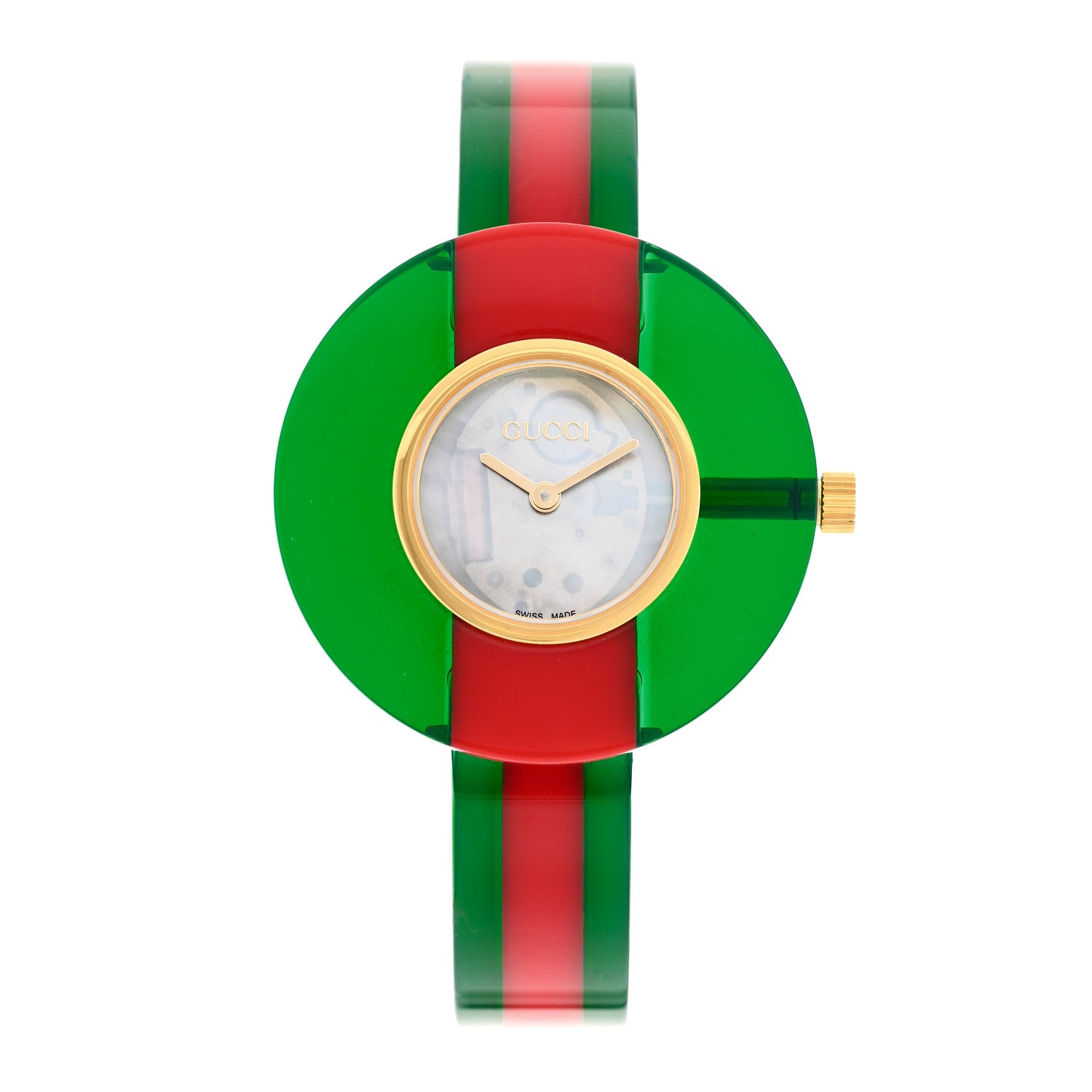 Gucci Stainless Steel Plexiglass Mother of Pearl 35mm Vintage Web Quartz Watch 1 of 5