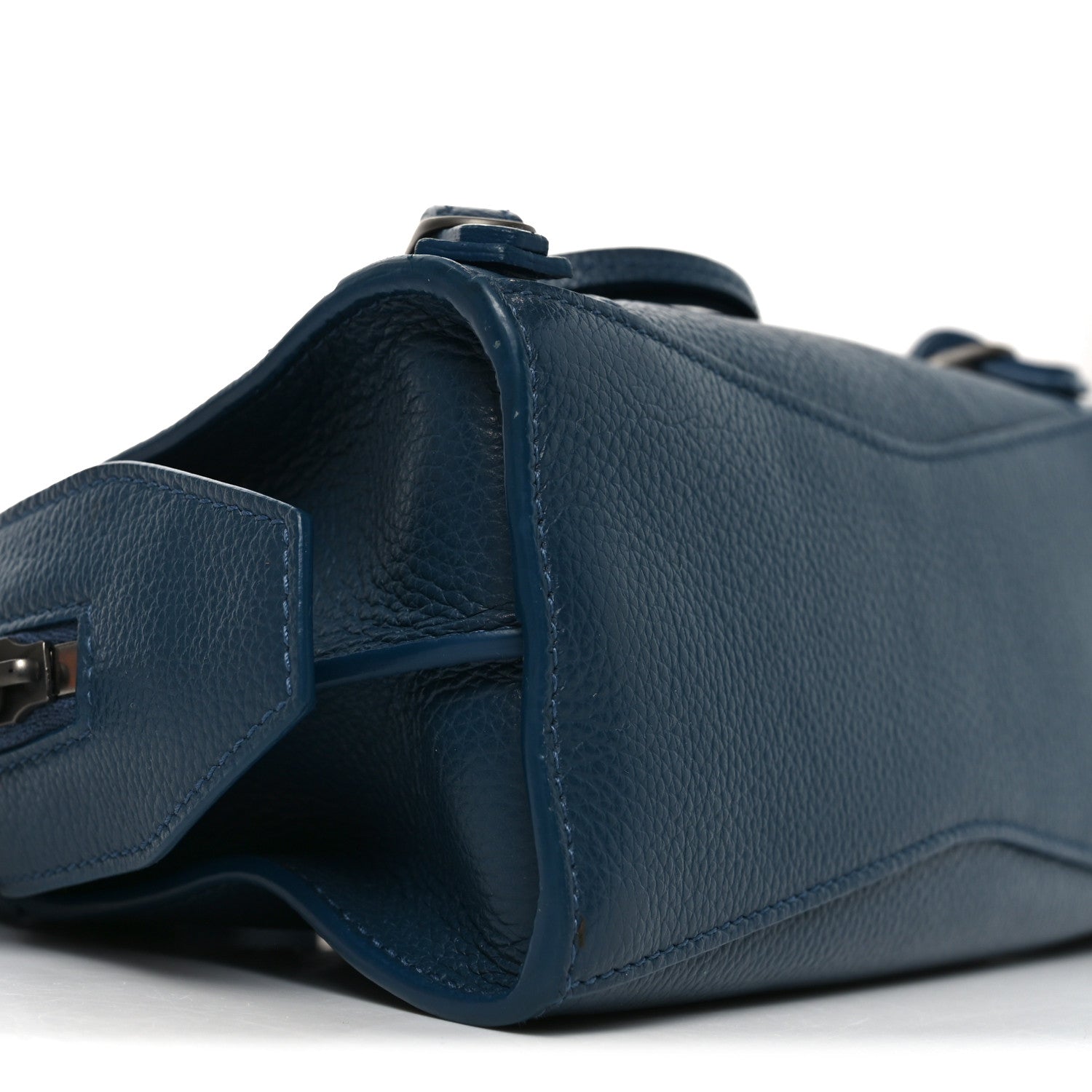Balenciaga Grained Calfskin Neo Classic Silver Hardware Mini City Petrol Blue 9 of 10