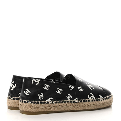 Chanel Lambskin Printed CC Espadrilles 41 Black White 4 of 10