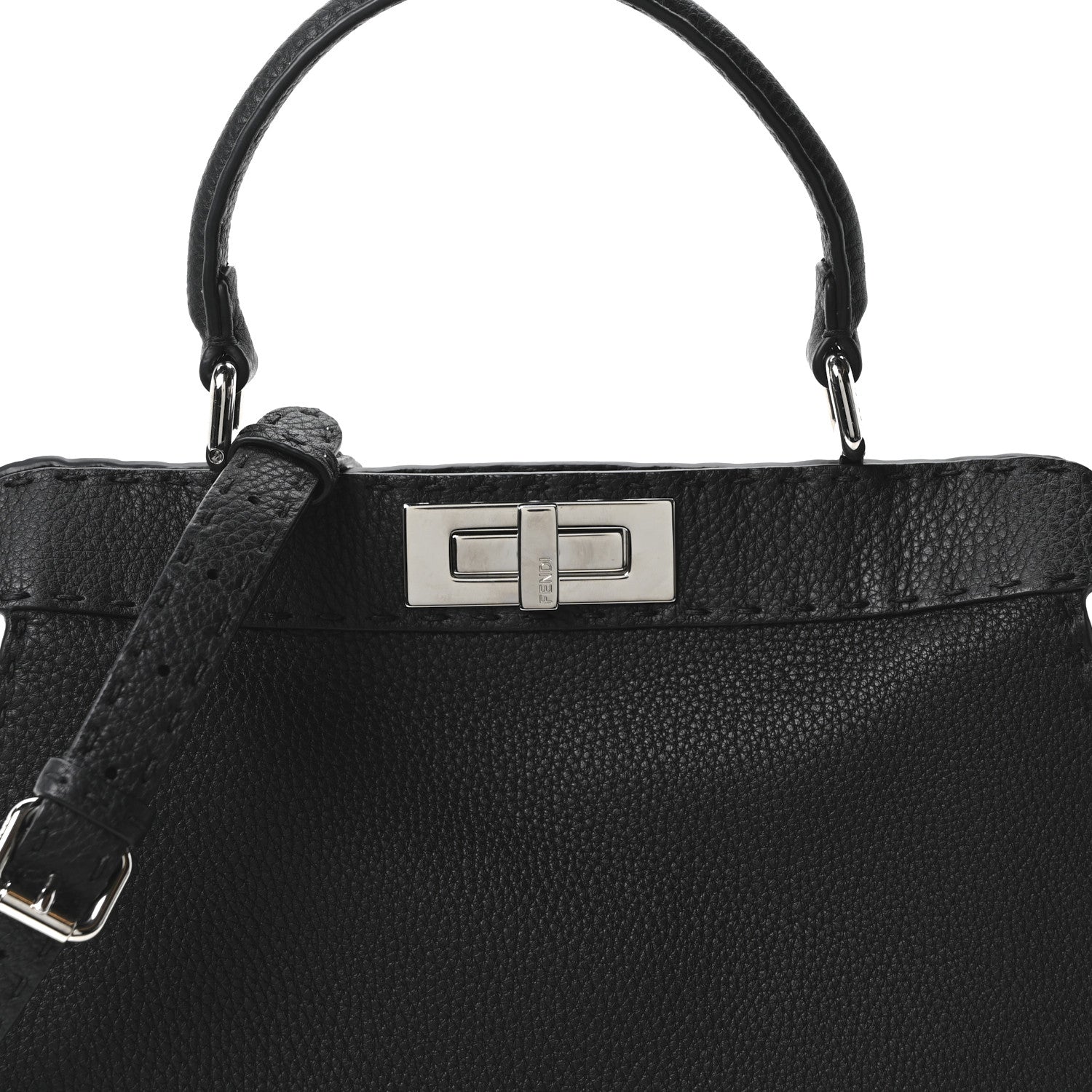 Fendi Cuoio Romano Selleria Chamois Medium Peekaboo I SEE U Satchel Black Camel Sunflower 8 of 10