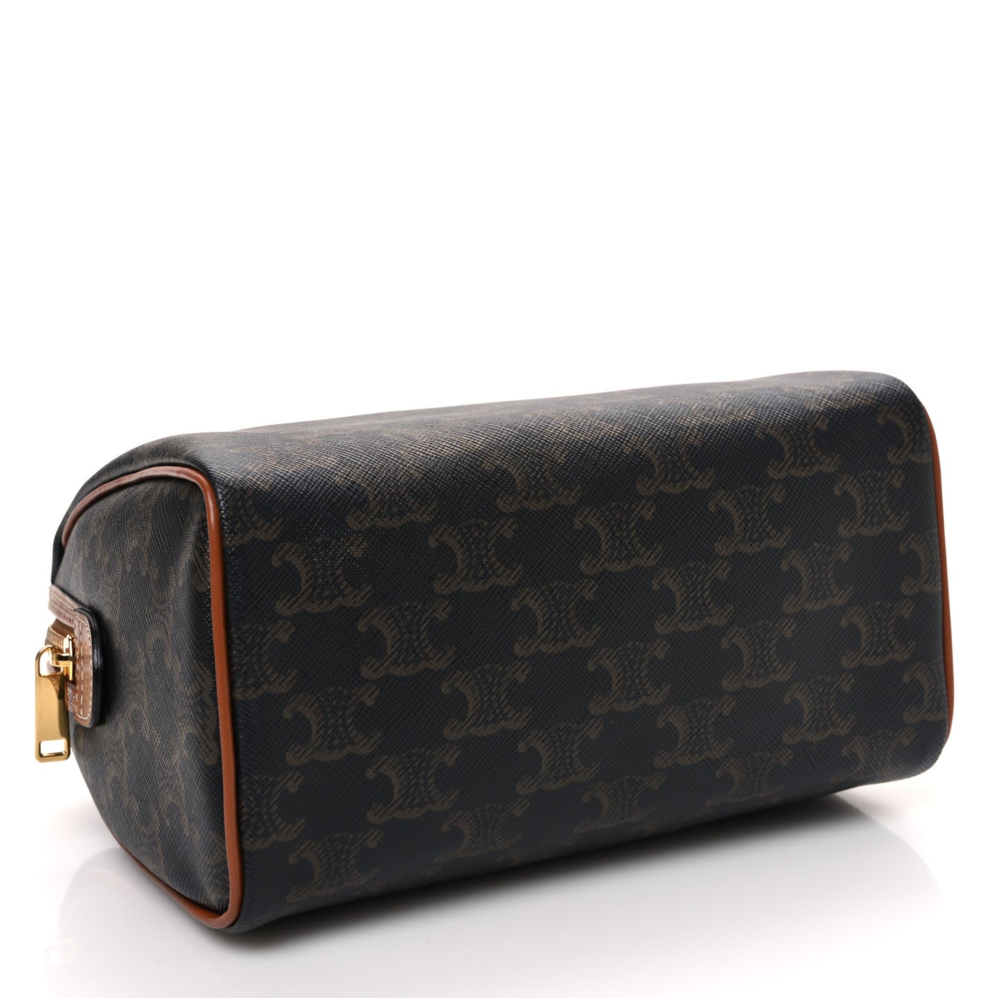 Triomphe Canvas Calfskin Small Boston Bag Tan