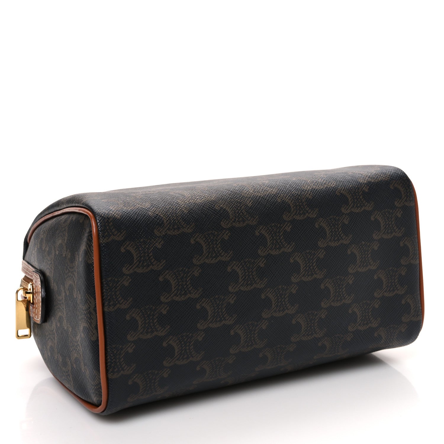 Celine Triomphe Canvas Calfskin Small Boston Bag Tan 3 of 10