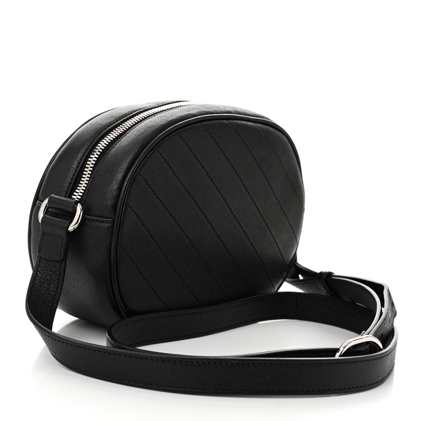 Sakai Be Green Calfskin Diagonal Stitched Mini Blondie Shoulder Bag Black