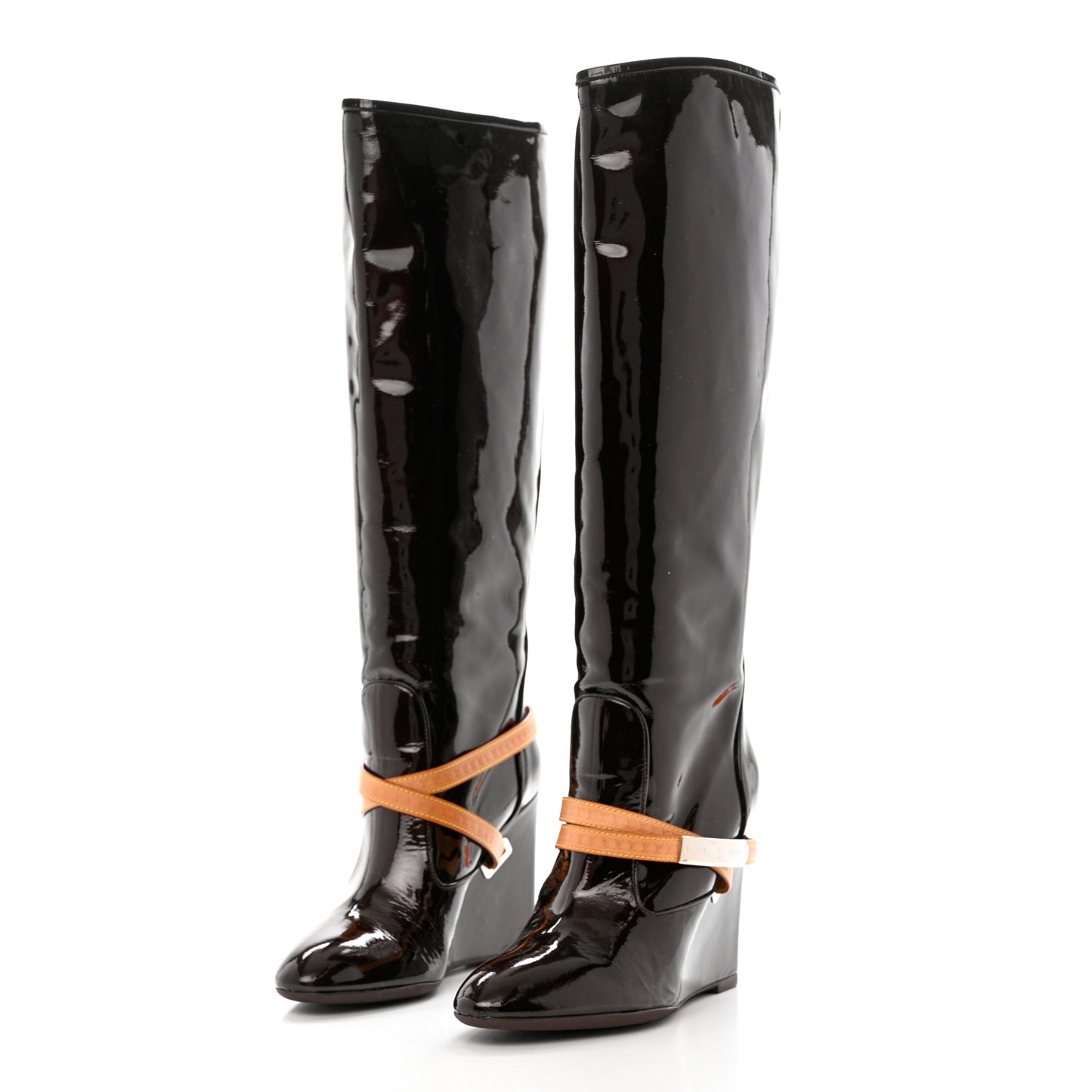 Patent Calfskin Tall Boots 38 Amarante