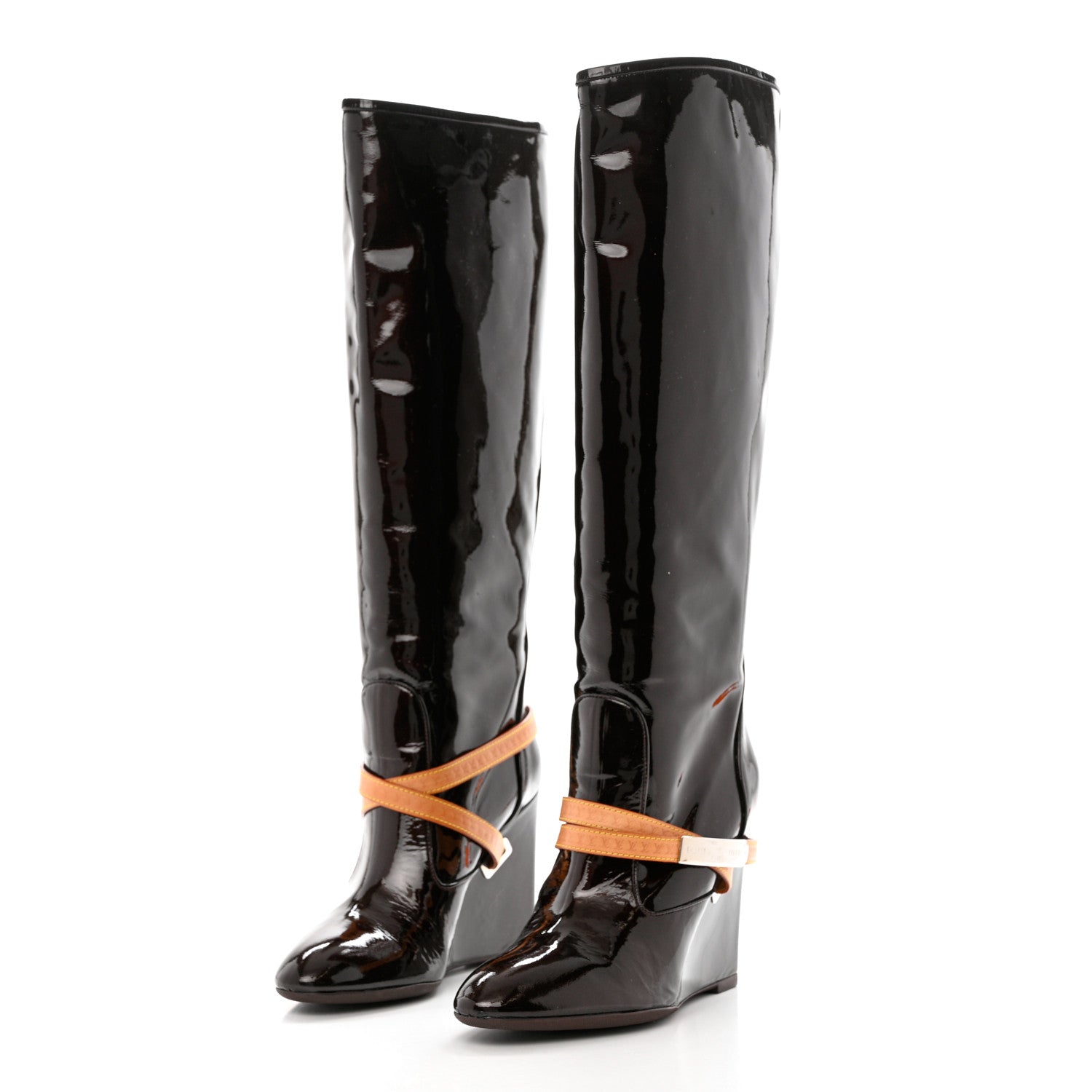 Louis Vuitton Patent Calfskin Tall Boots 38 Amarante 3 of 10