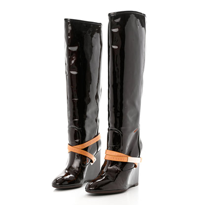 Louis Vuitton Patent Calfskin Tall Boots 38 Amarante 3 of 10