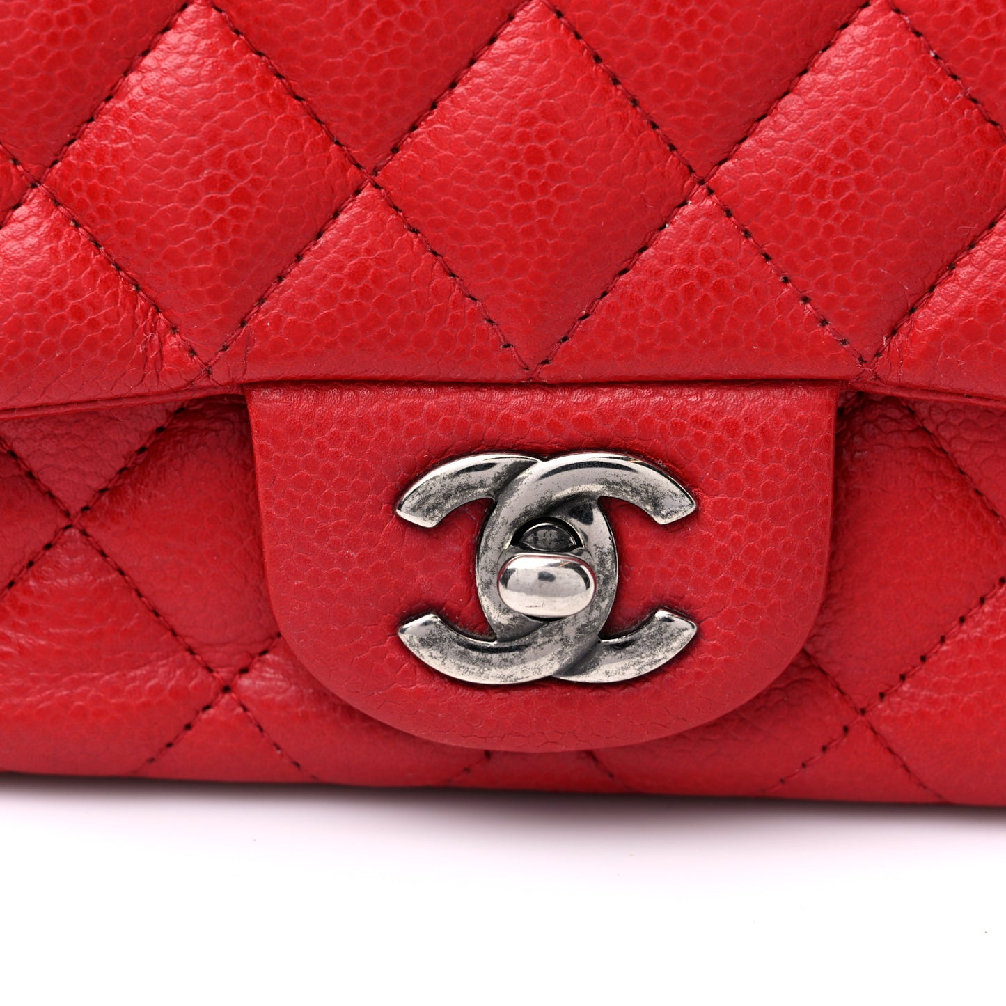 Caviar Quilted Mini Square Flap Red
