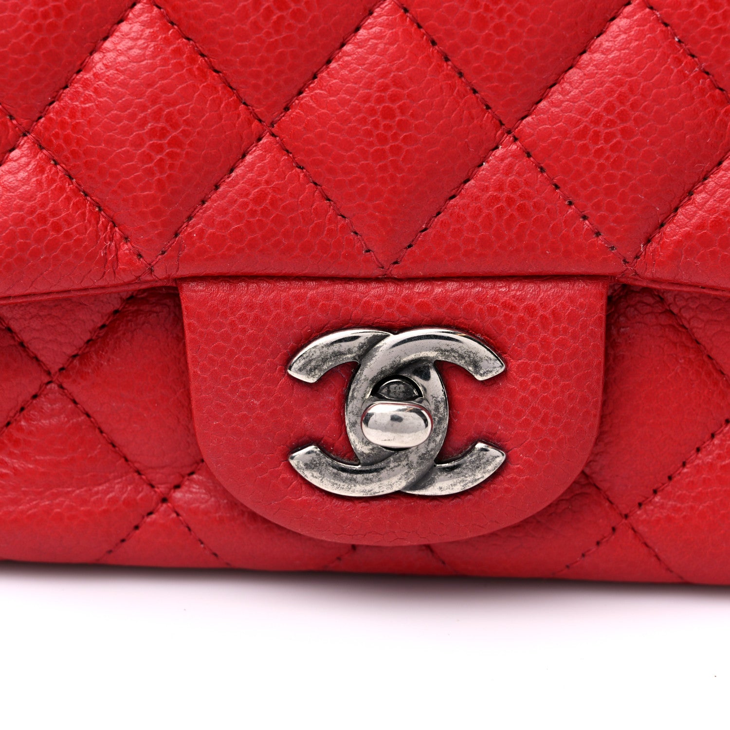 Chanel Caviar Quilted Mini Square Flap Red 14 of 14