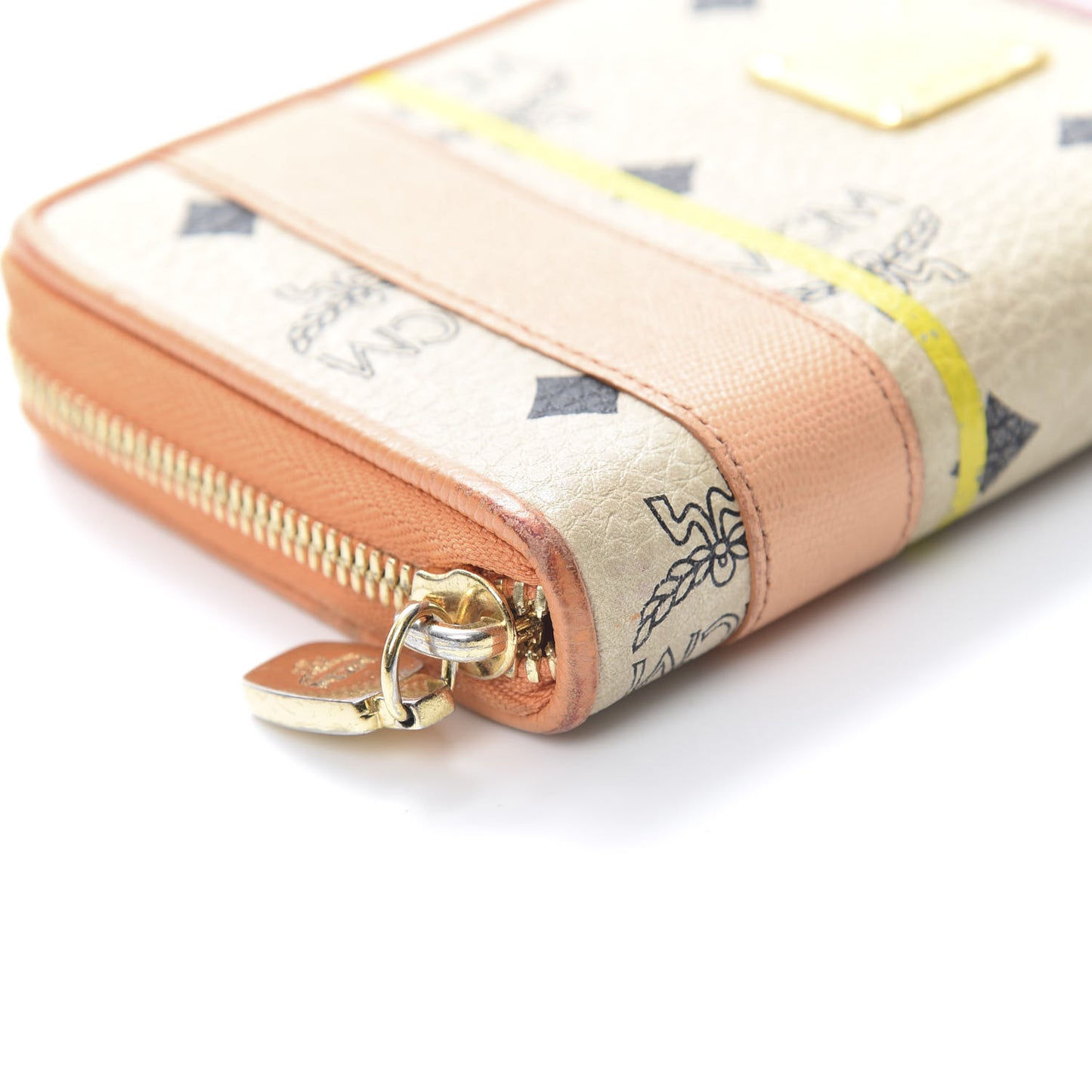 Visetos Striped Zip Around Wallet Beige Orange