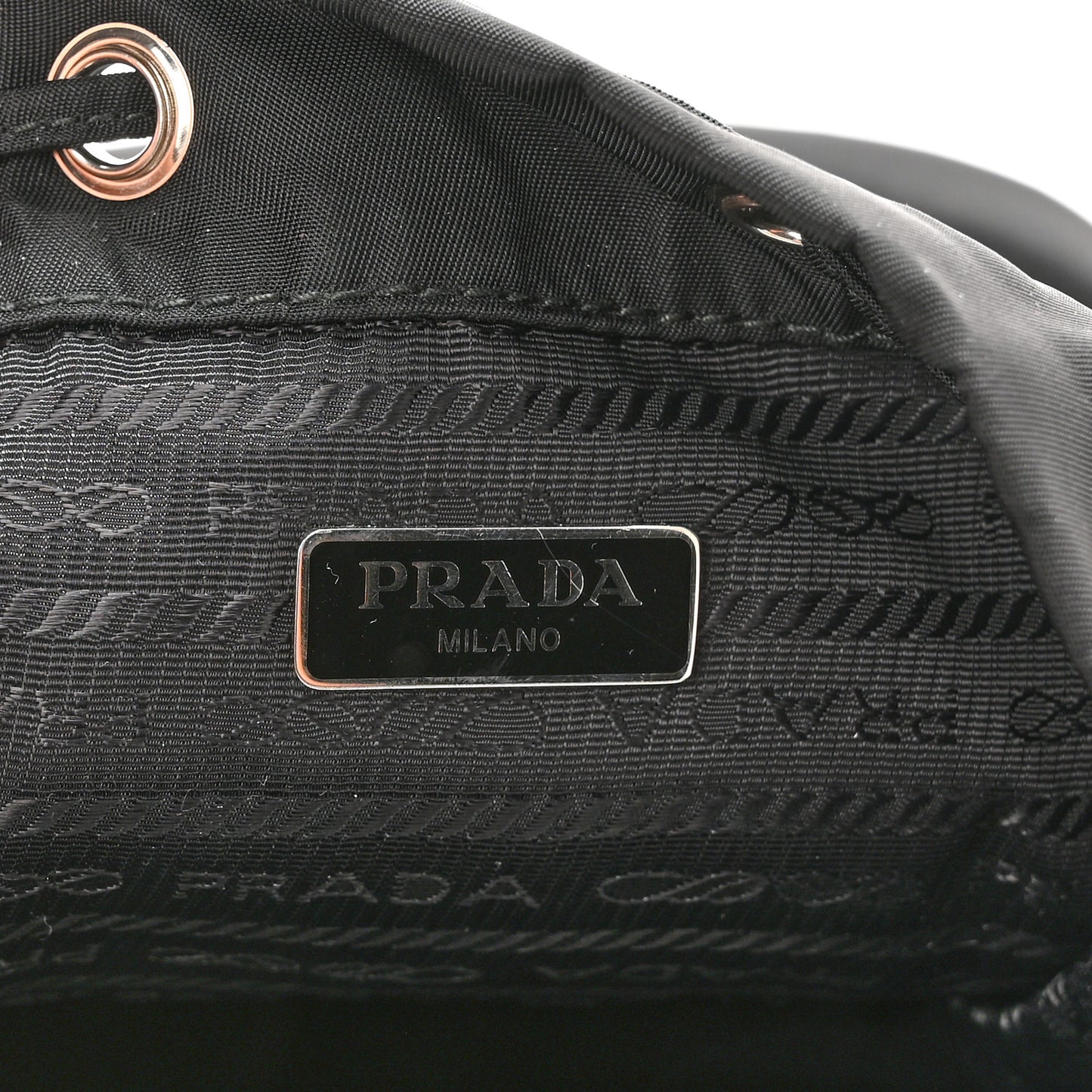 Re-Nylon Saffiano Roses Duet Bucket Crossbody Bag Black