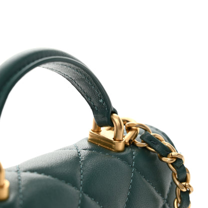 Chanel Lambskin Quilted Top Handle Flap Coin Purse With Chain Green 13 of 13
