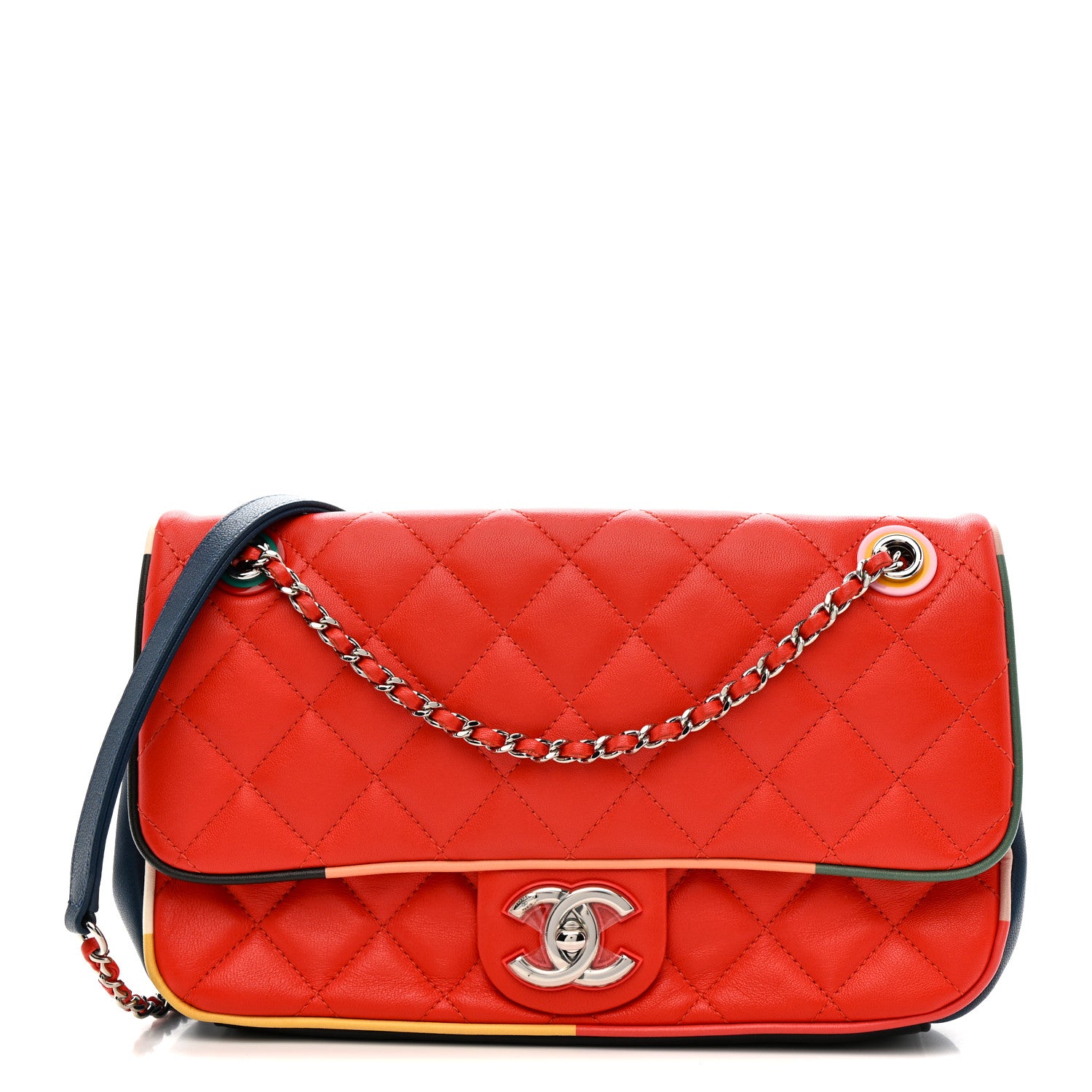 Chanel Lambskin Plexiglass Quilted Medium Cuba Color Flap Red Multicolor 1 of 10