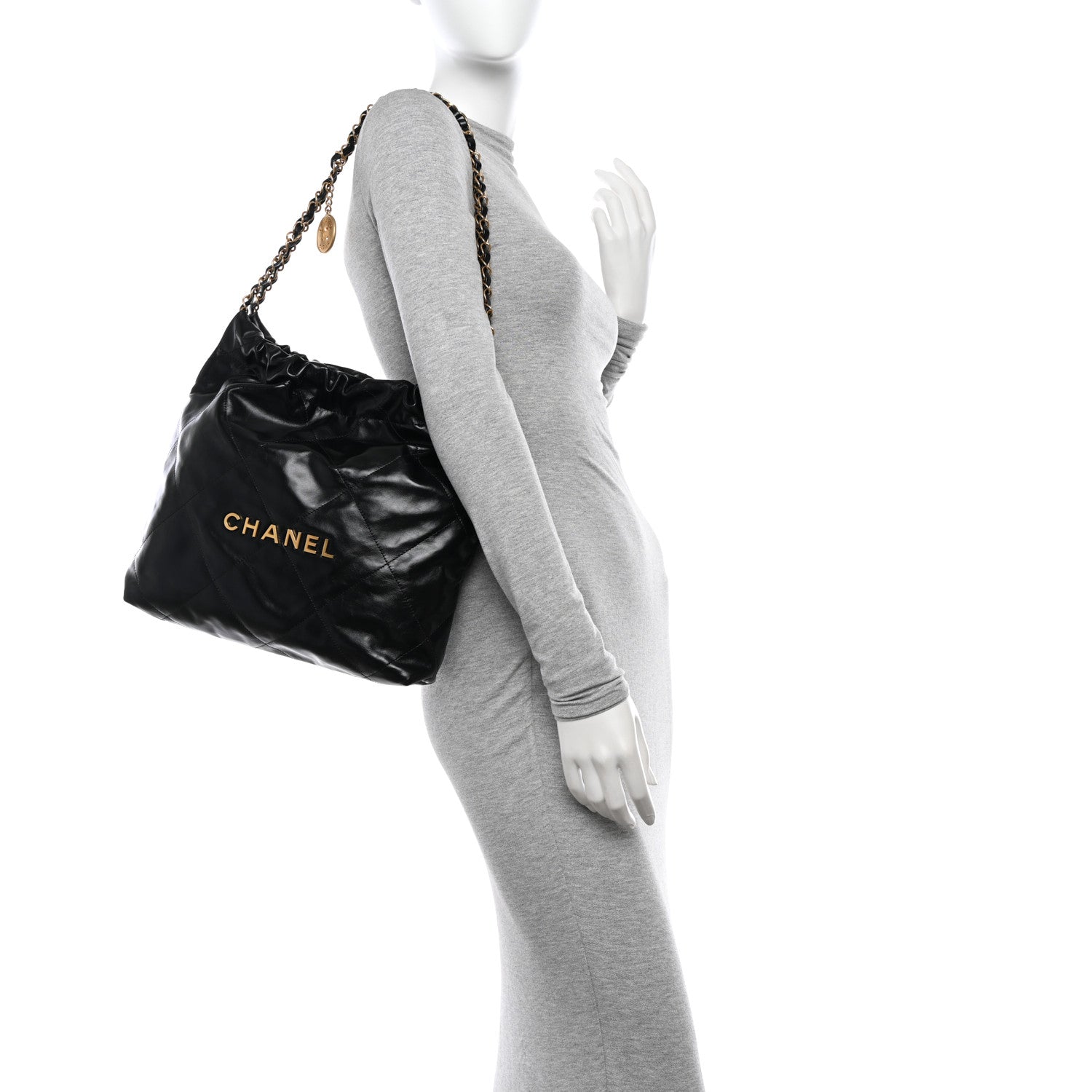 Chanel Shiny Calfskin Quilted Small Chanel 22 Black 3 of 12