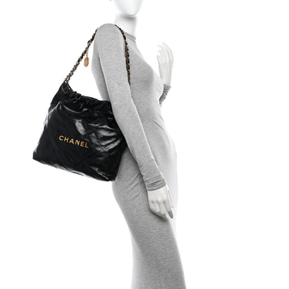 Chanel Shiny Calfskin Quilted Small Chanel 22 Black 3 of 12