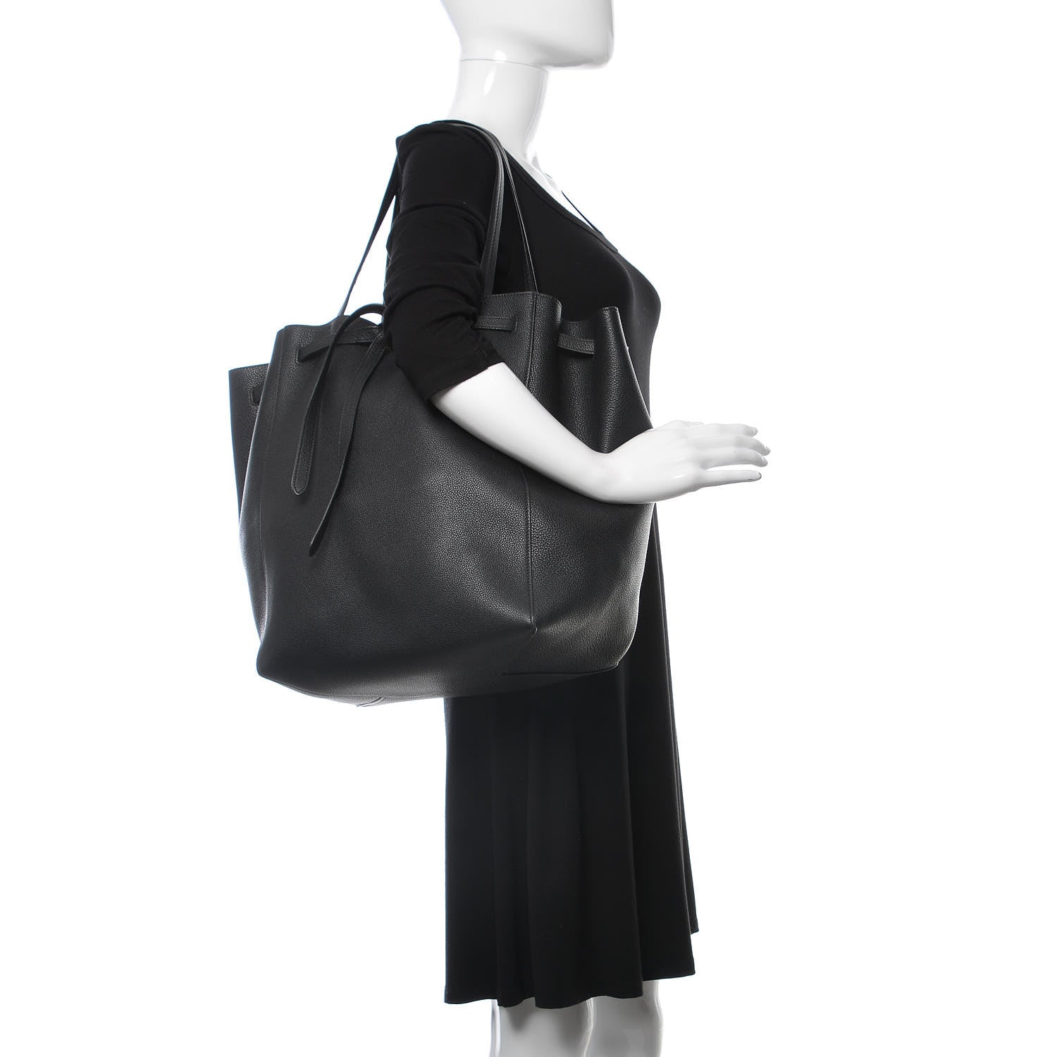 Celine Soft Grained Calfskin Medium Belt Cabas Phantom Black 2 of 8