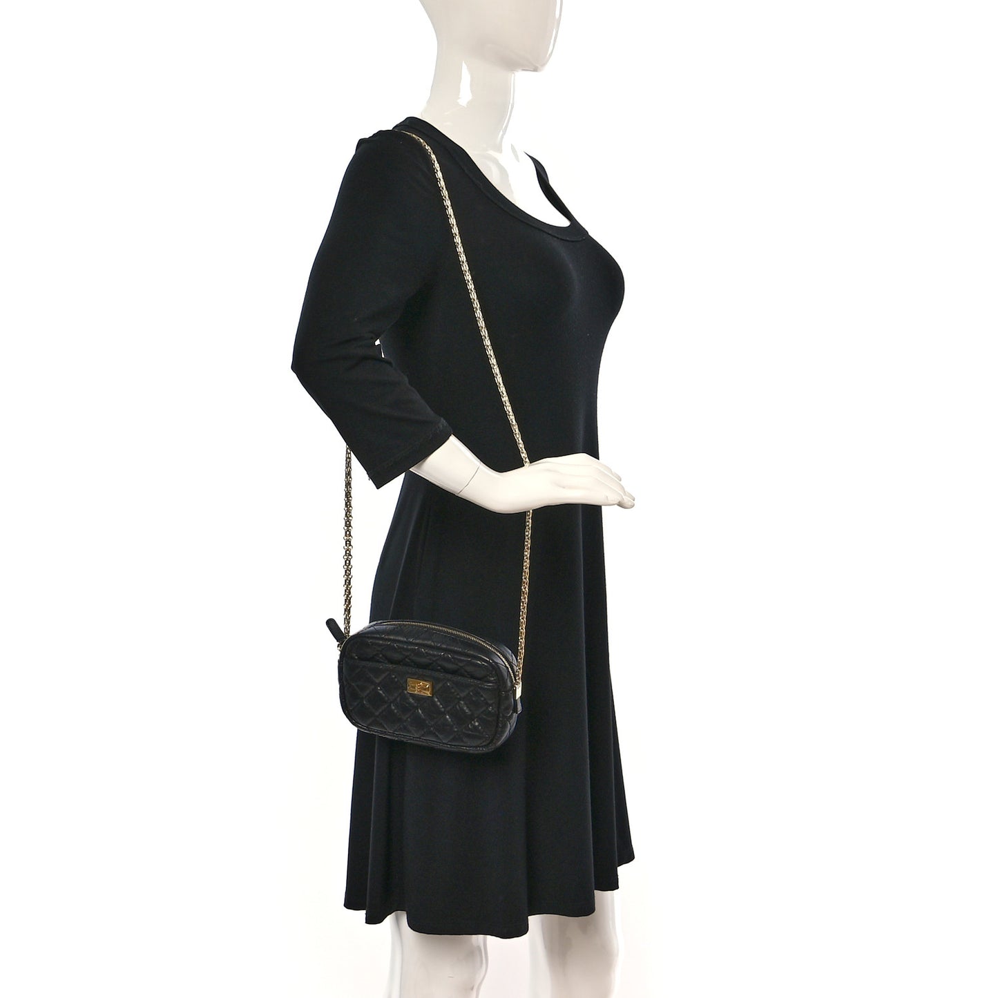 Aged Calfskin Quilted Mini Reissue Camera Case Black