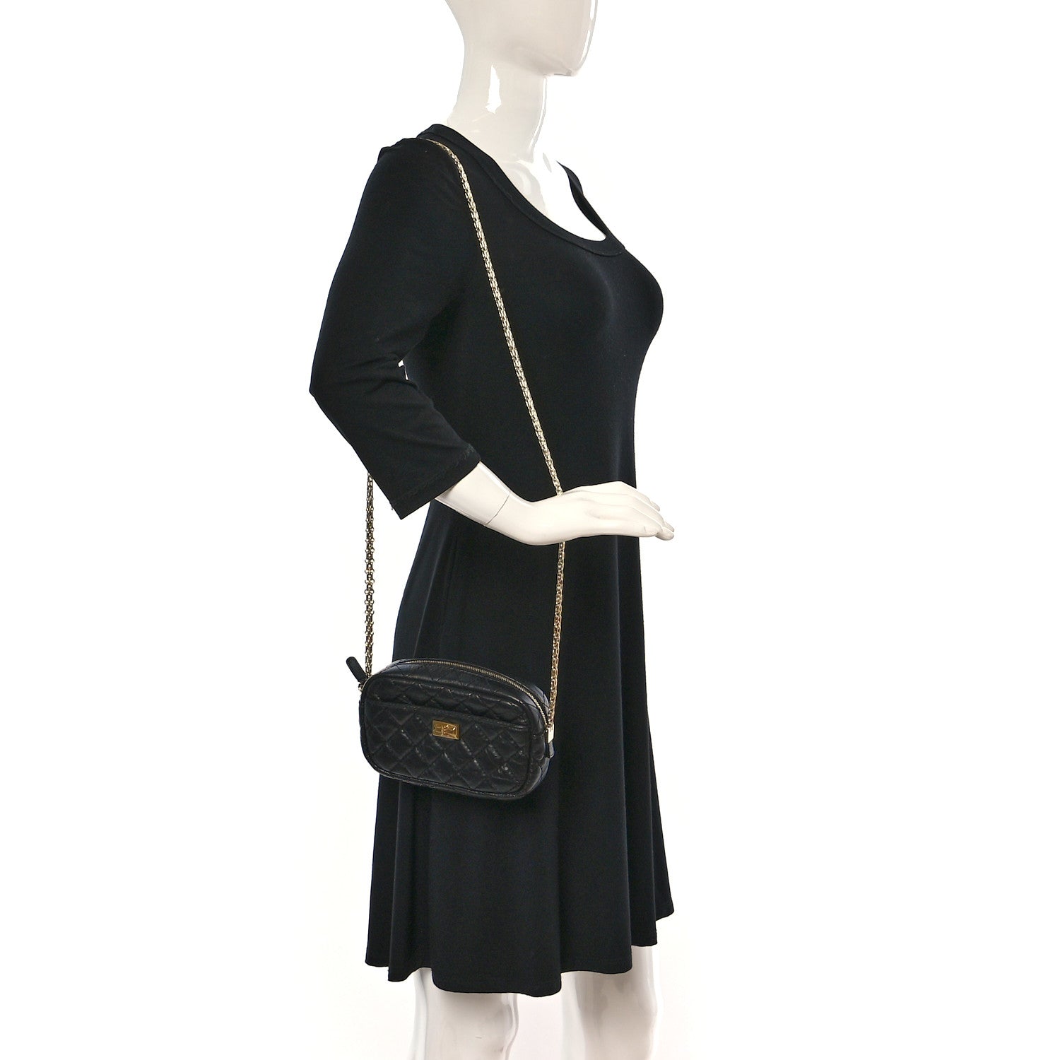 Chanel Aged Calfskin Quilted Mini Reissue Camera Case Black 2 of 10