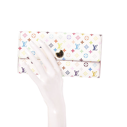 Louis Vuitton Monogram Multicolor Sarah Wallet White Litchi 2 of 12