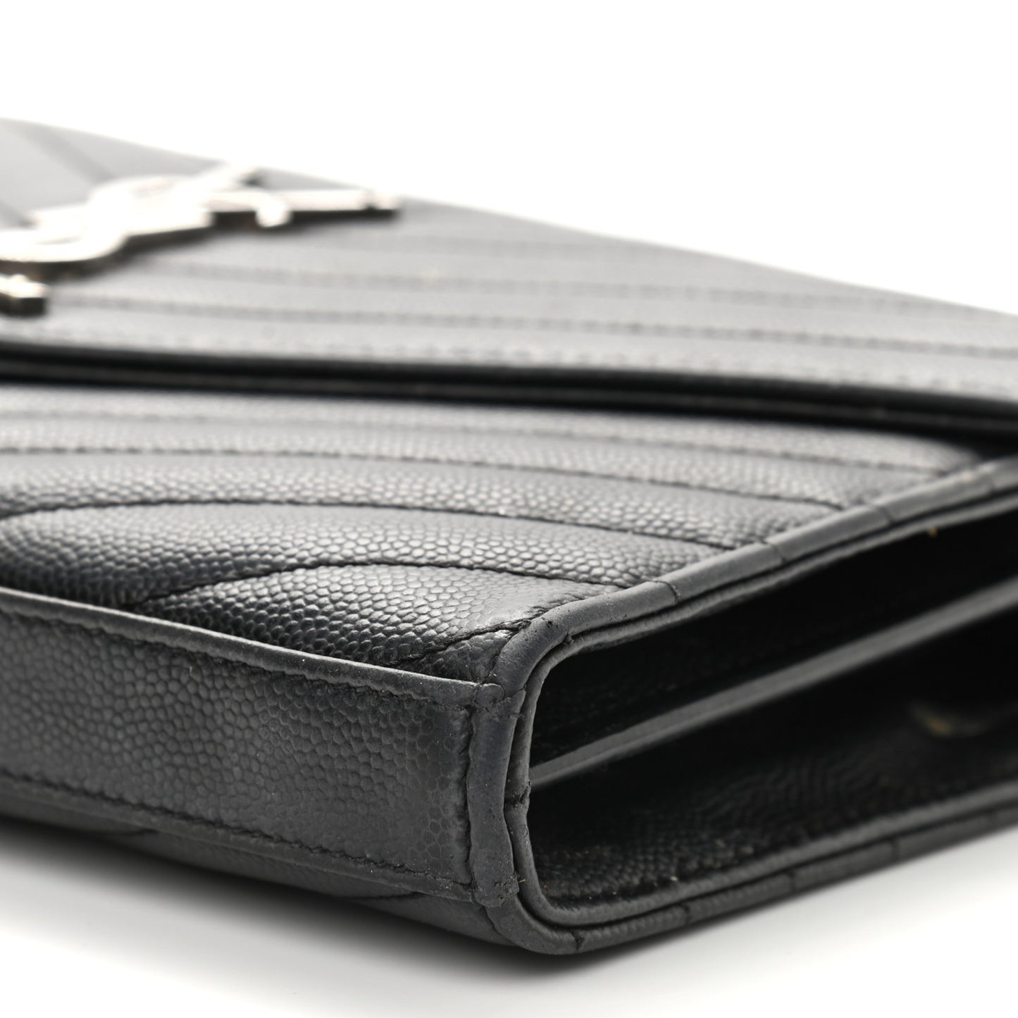 Grain De Poudre Matelasse Chevron Monogram Chain Wallet Black