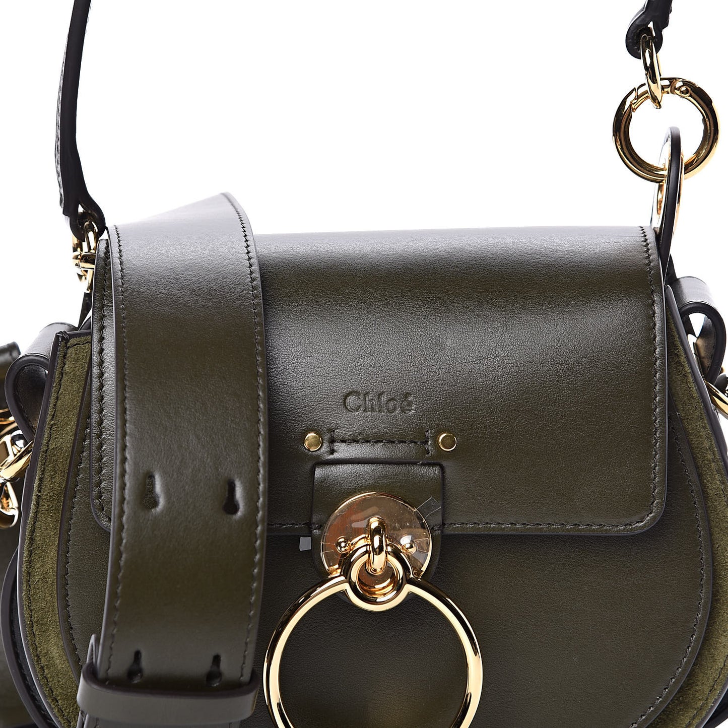 Calfskin Suede Small Tess Bag Deep Forest