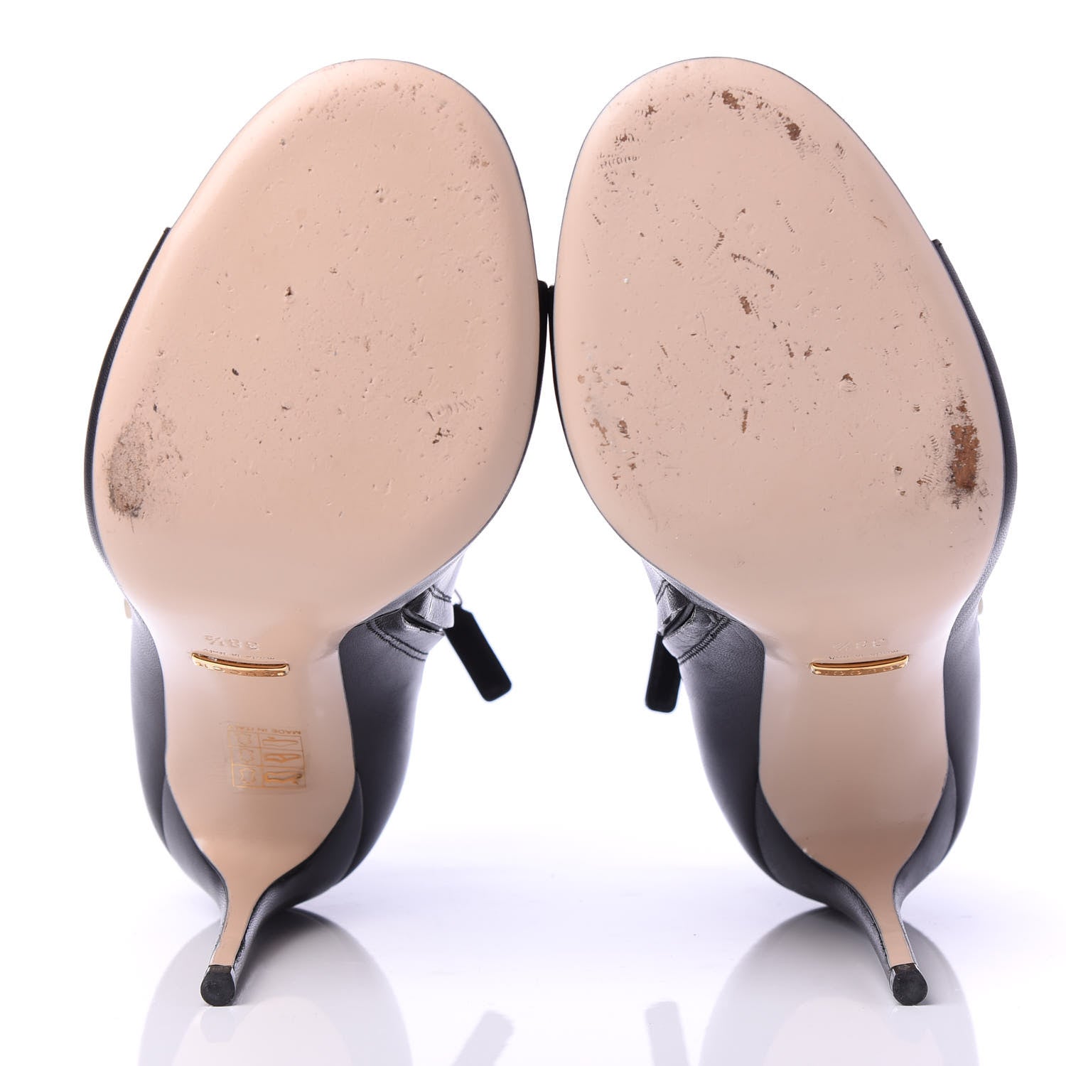 Gucci Malaga Kid Aneta Ladder-Strap Peep Toe Booties 38.5 Black 5 of 8