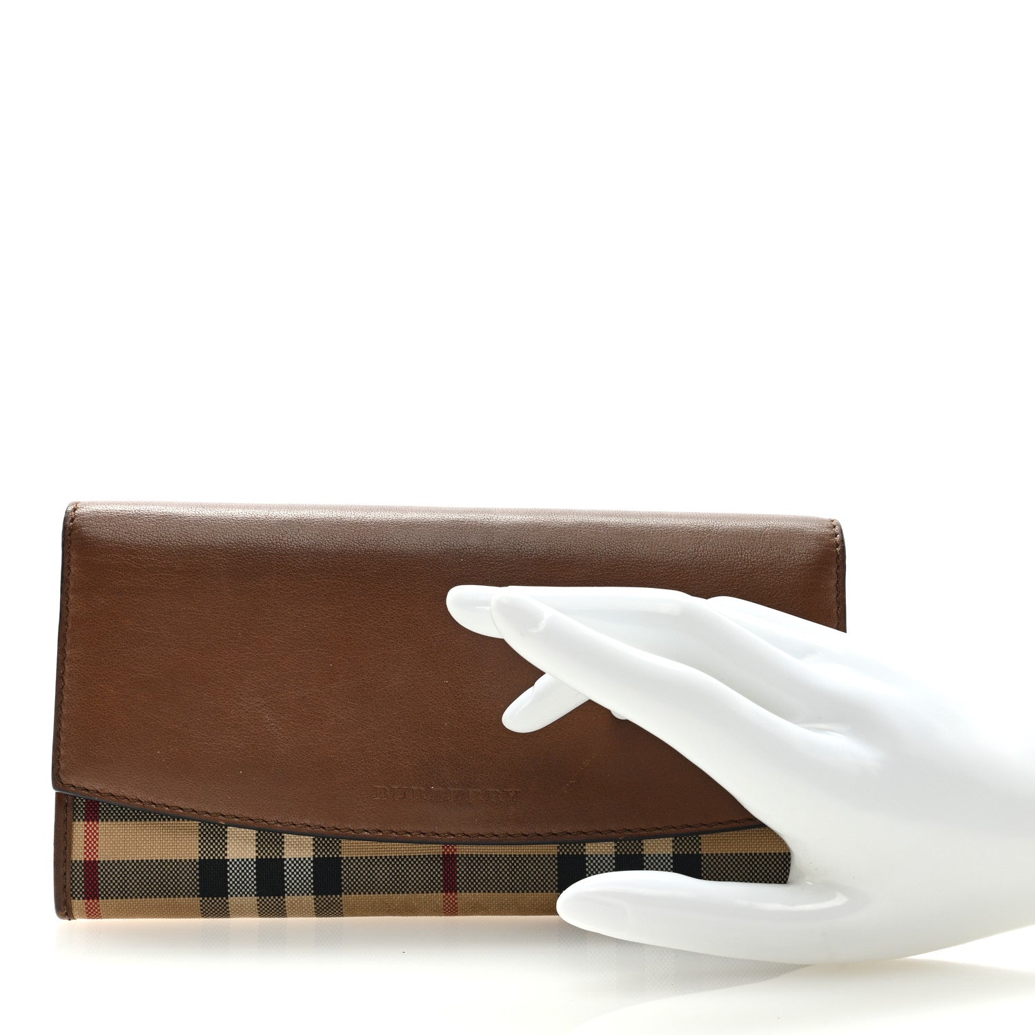 Burberry Calfskin Horseferry Check Porter Continental Wallet Tan 2 of 6