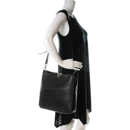 Valentino Garavani Calfskin Large Rockstud All Over Flip-Lock Messenger Bag Black 2 of 6