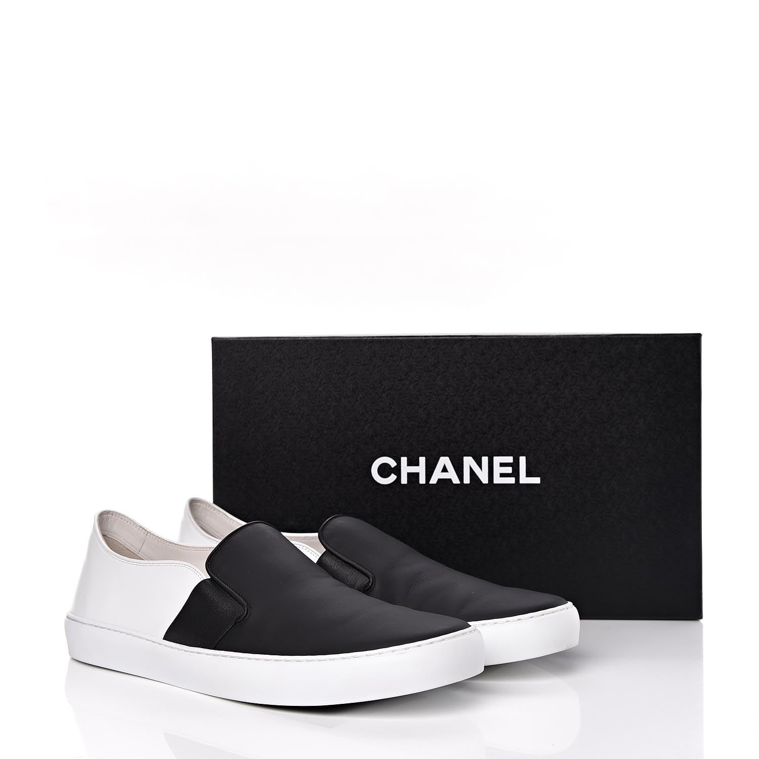 Chanel Calfskin Slip On Sneakers 45 White Black 16 of 16