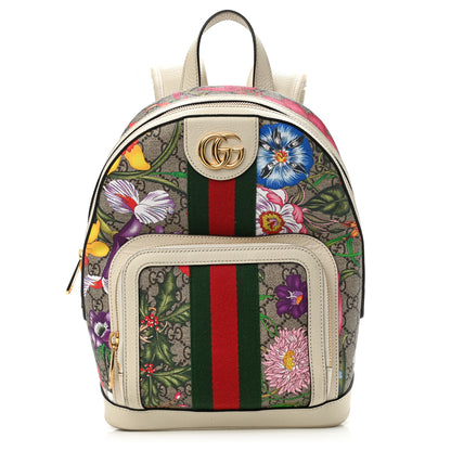 Gucci GG Supreme Monogram Flora Web Small Ophidia Day Backpack White 1 of 11