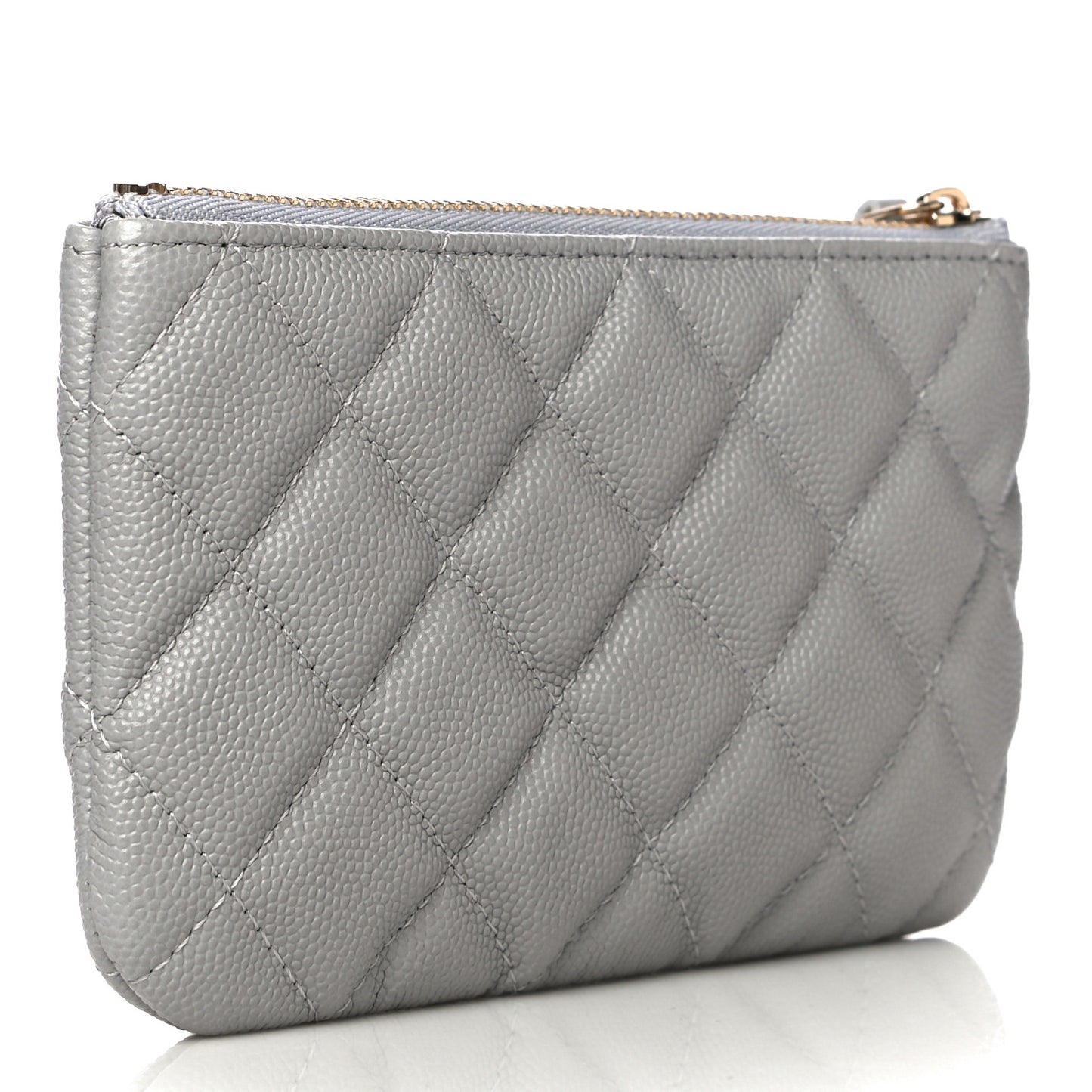 Caviar Quilted Small Cosmetic Case Grey