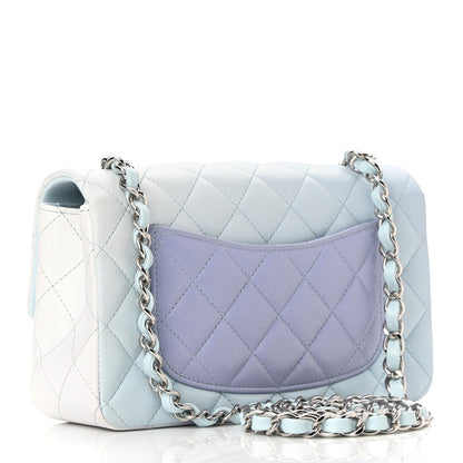 Chanel Perforated Lambskin Quilted Mini Rectangular Flap Light Blue Light Purple White 2 of 10