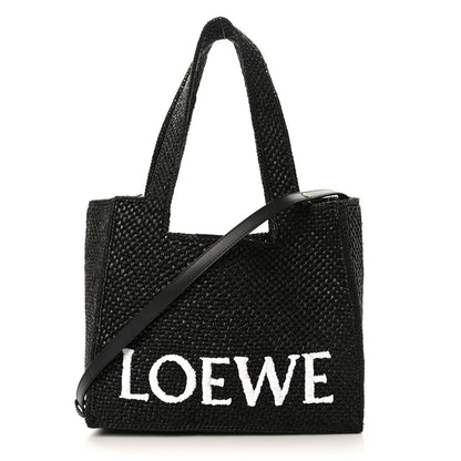 Loewe Raffia Medium Paula's Ibiza Logo Tote Black White 1 of 8