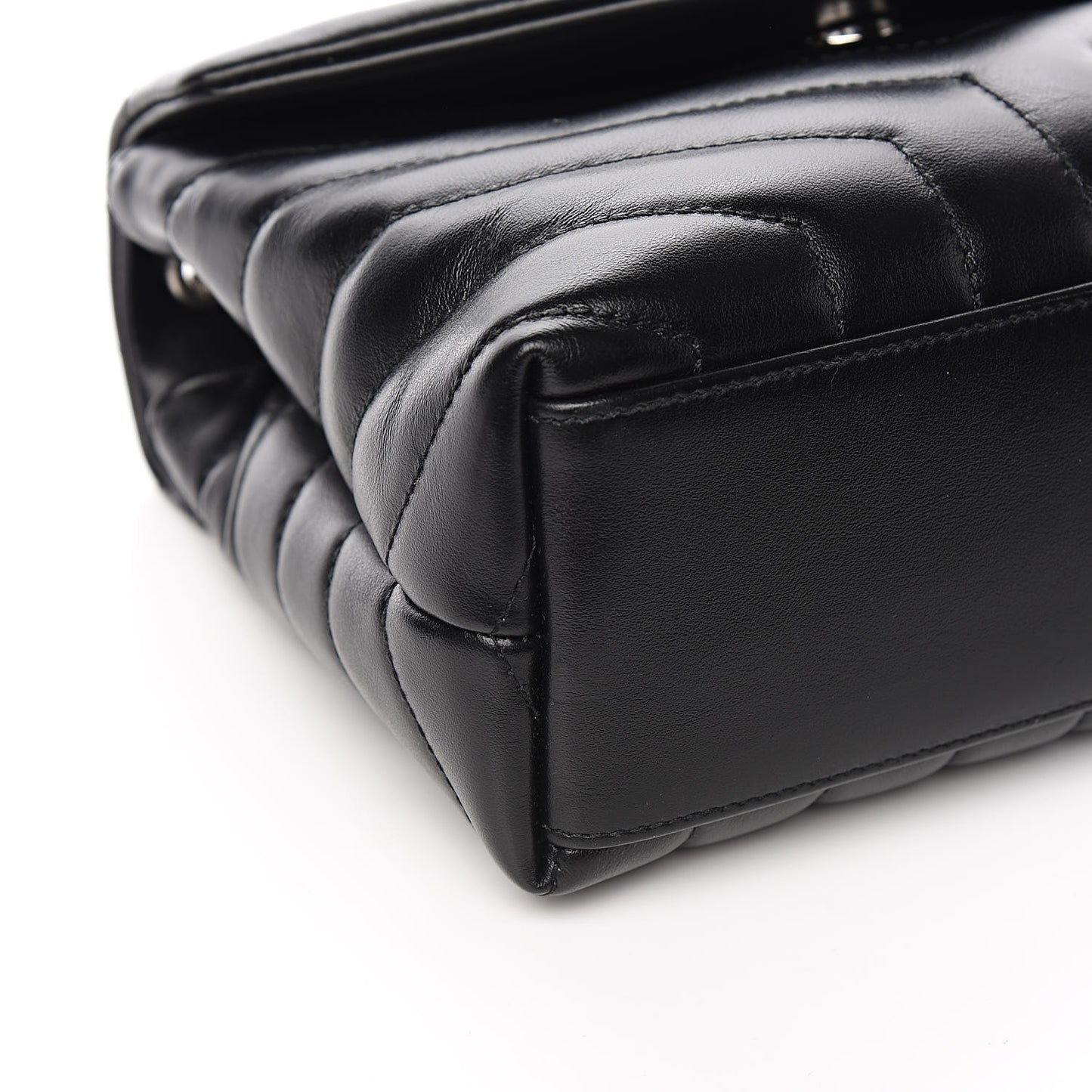 Calfskin Y Quilted Monogram Small Loulou Chain Satchel Black