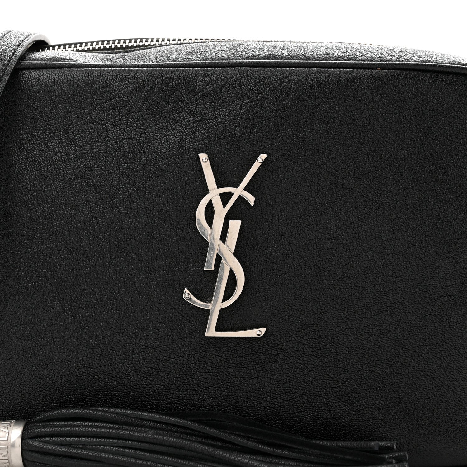 Saint Laurent Grained Lambskin Monogram Lou Camera Bag Black 8 of 11