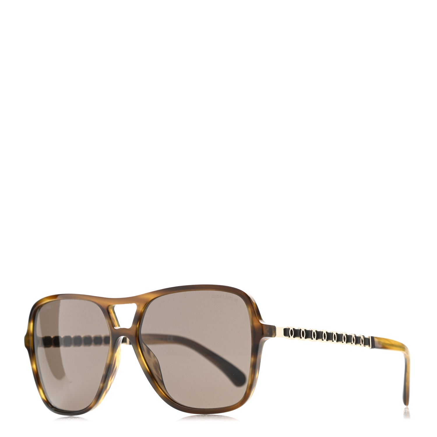 Chanel Metal Calfskin CC Chain Pilot Sunglasses 5439-Q Green Tortoise 1 of 8