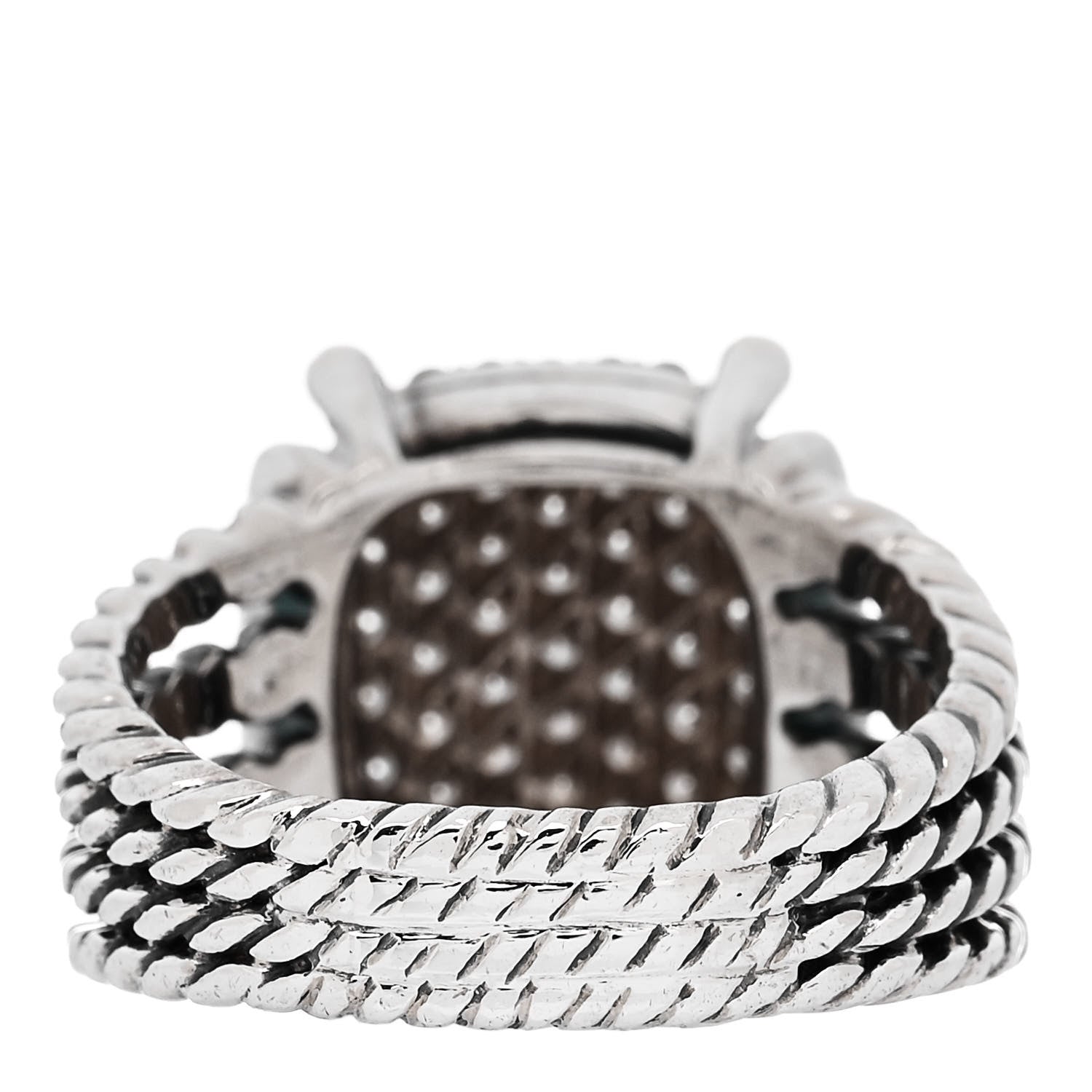 David Yurman Sterling Silver Diamond 16mm Wheaton Ring 62 10 4 of 6