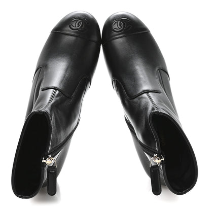 Chanel Stretch Lambskin Cap Toe CC Short Boots 37.5 Black 2 of 8