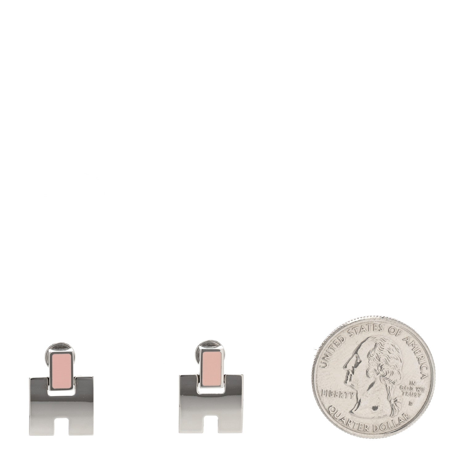 Hermes Palladium Lacquer Eileen Earrings Rose Dragee 2 of 3