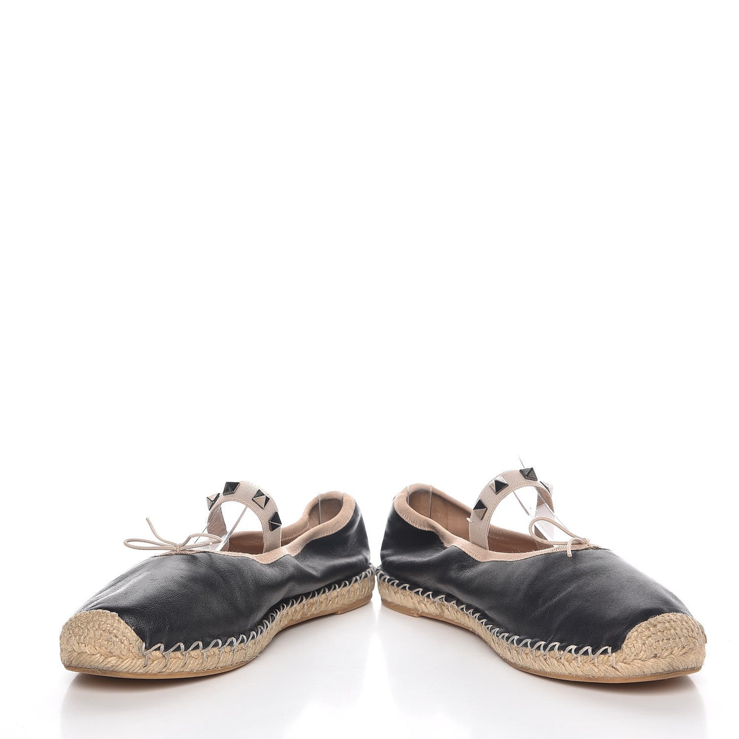 Nappa Rockstud Ballerina Espadrille Flats 36 Black