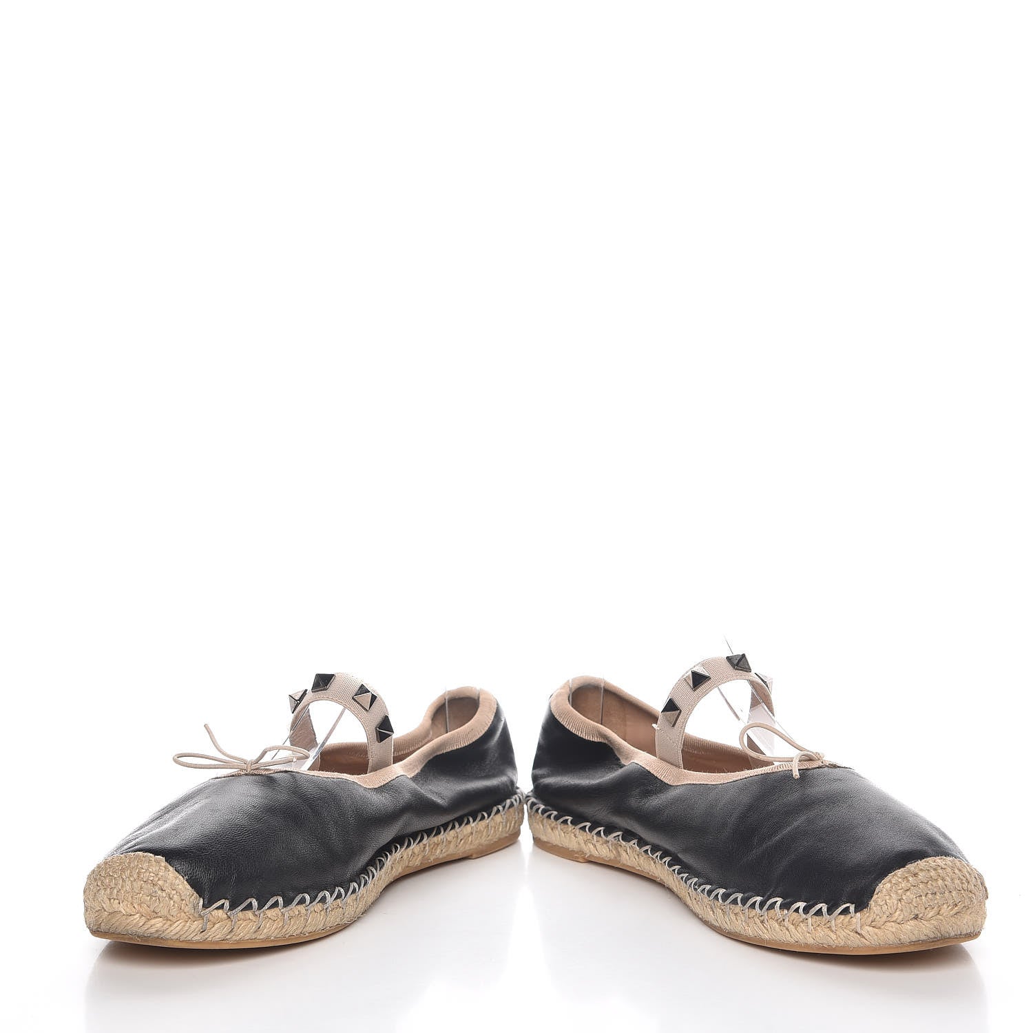 Valentino Garavani Nappa Rockstud Ballerina Espadrille Flats 36 Black 6 of 18