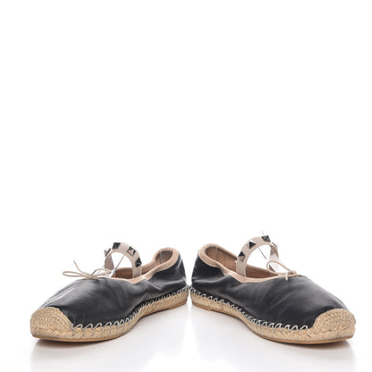 Valentino Garavani Nappa Rockstud Ballerina Espadrille Flats 36 Black 6 of 18