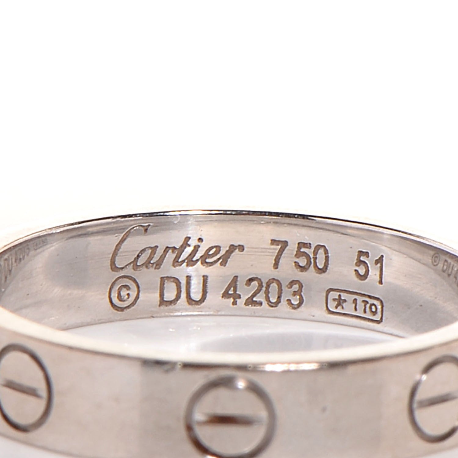 Cartier 18K White Gold 4mm LOVE Wedding Band Ring 51 5.75 5 of 5
