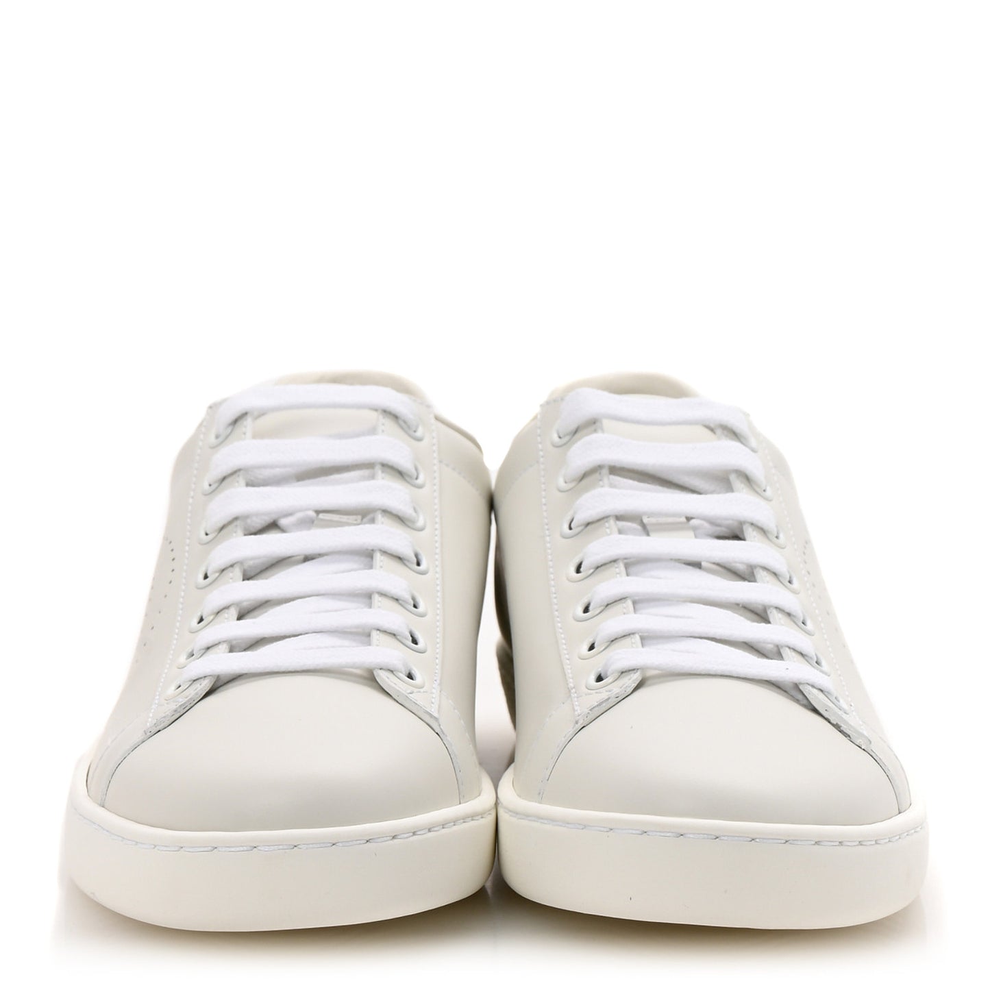 Calfskin Interlocking G Perforated Womens Ace Sneakers 37.5 White Grey Sky