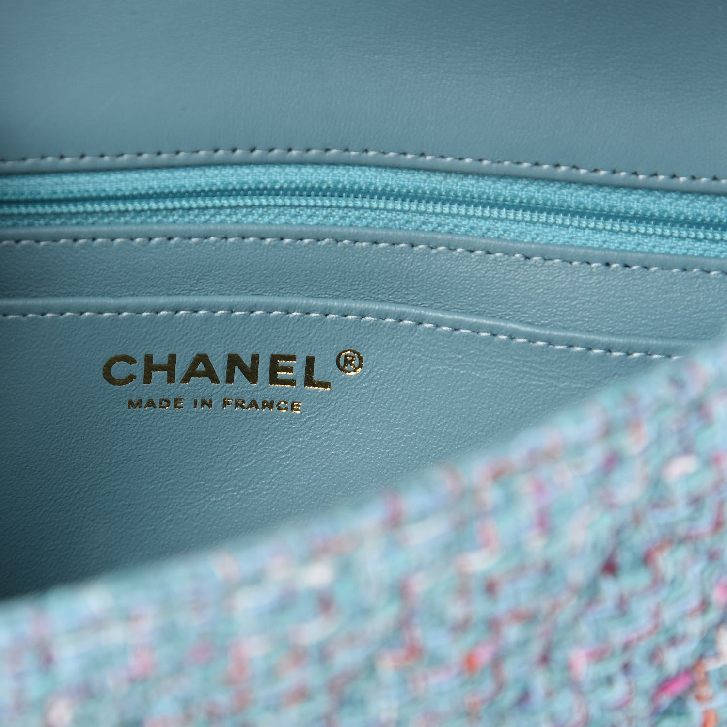 Chanel Tweed Quilted Mini Rectangular Flap Turquoise Purple White Red 6 of 10
