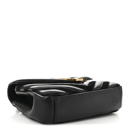 Saint Laurent Calfskin Suede Matelasse Chevron Monogram Medium College Bag Black 4 of 10
