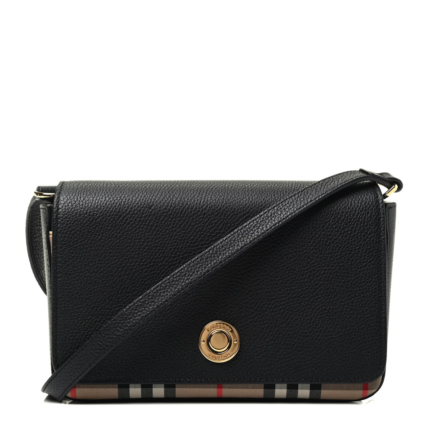 Grainy Calfskin Vintage Check Hampshire Crossbody Black