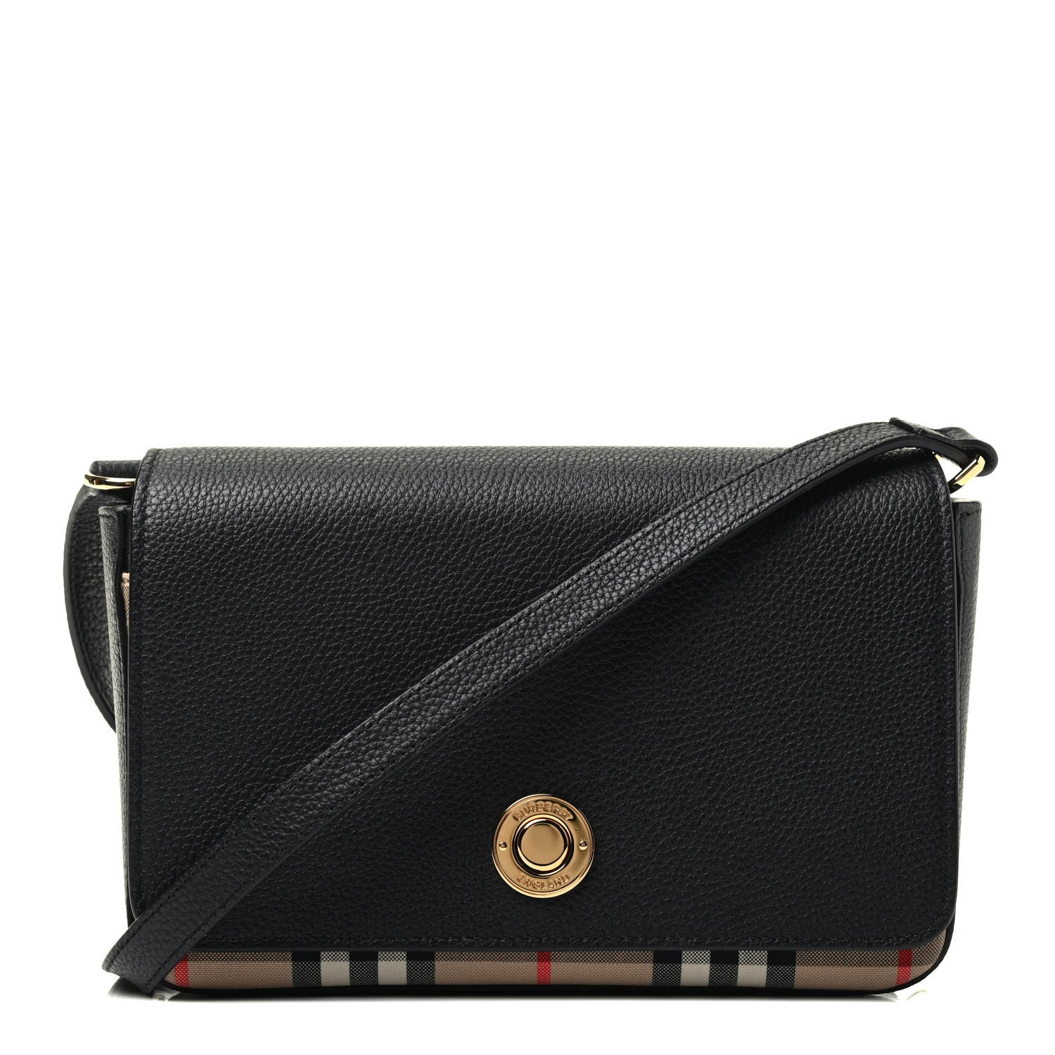 Burberry Grainy Calfskin Vintage Check Hampshire Crossbody Black 1 of 3