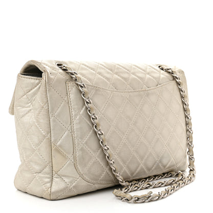 Chanel Metallic Lambskin Quilted Maxi Single Flap Silver 3 of 14