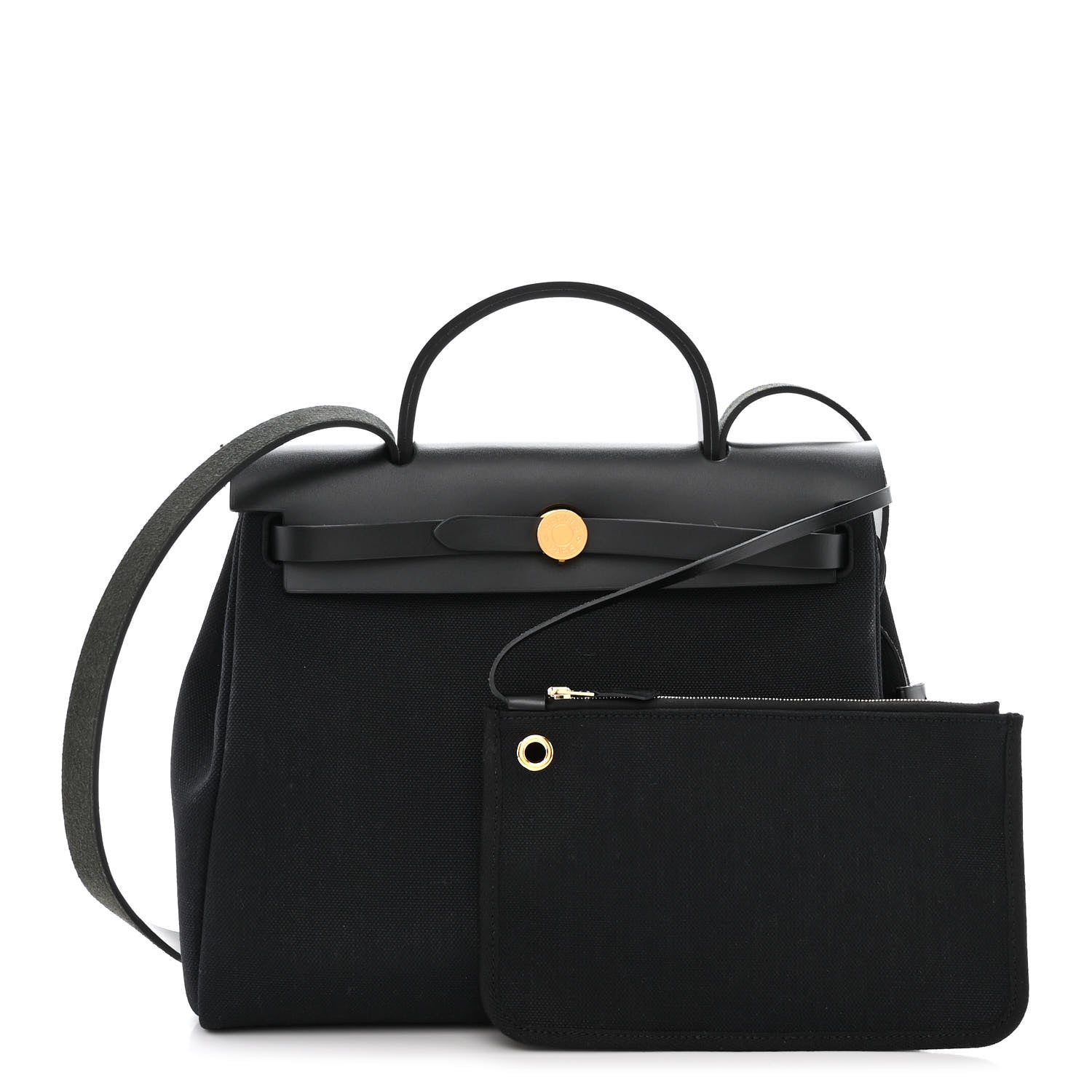 Hermes Military Toile Vache Hunter Herbag Zip PM 31 Black 1 of 10