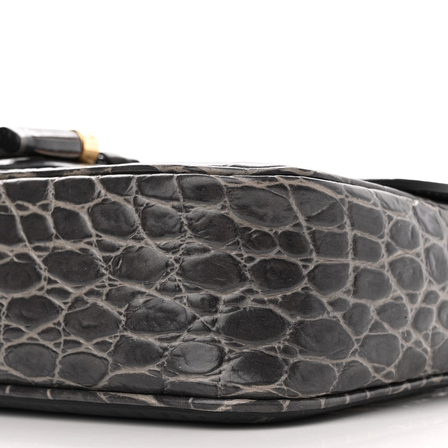 Calfskin Crocodile Embossed Medium Tassel Bag Anthracite
